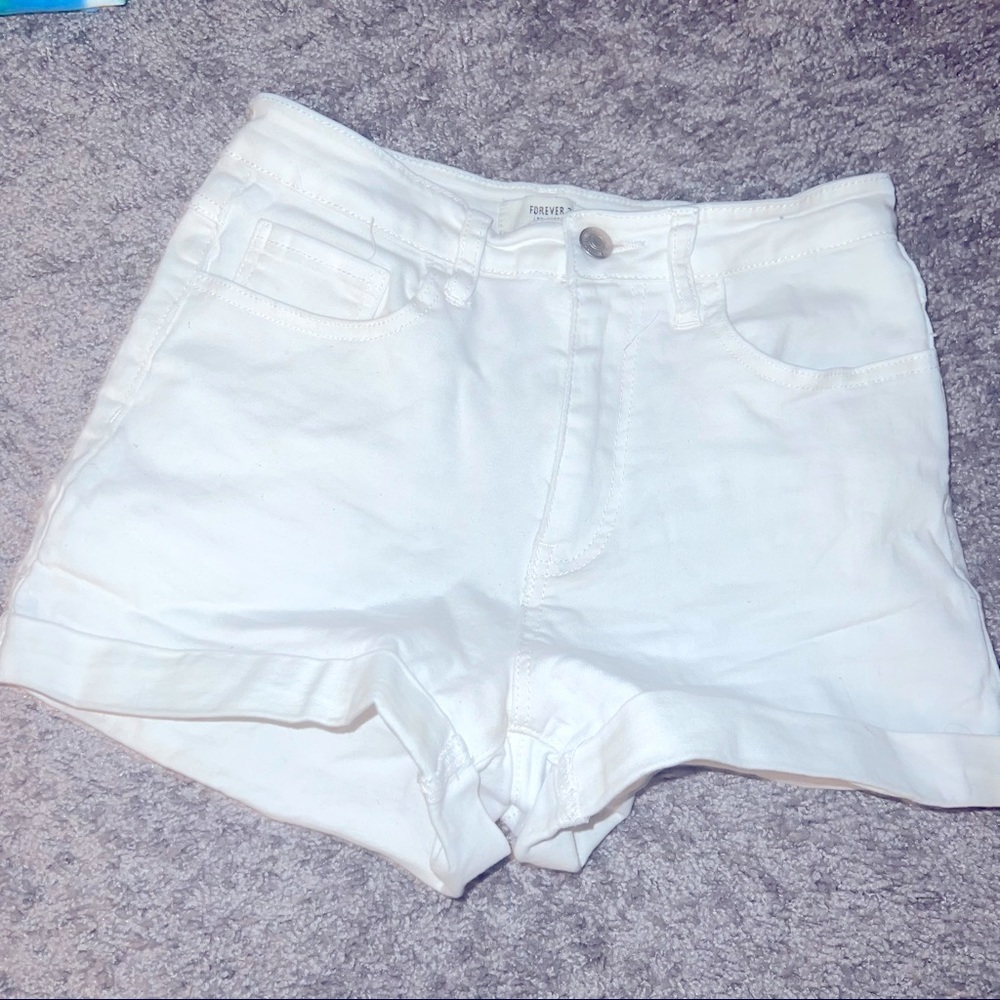 Forever 21 White Denim Shorts